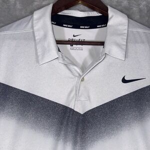 Nike Golf Dri-Fit Polo Chevron Print Light Gray Men's Size X-Large